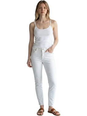J Brand 811 Mid Rise Skinny Leg Blanc White Denim Jeans Stretch Cotton Size 27